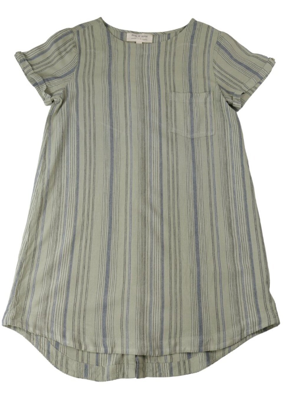Cloth & Stone Sage Green Striped Linen Blend Shift Dress Small